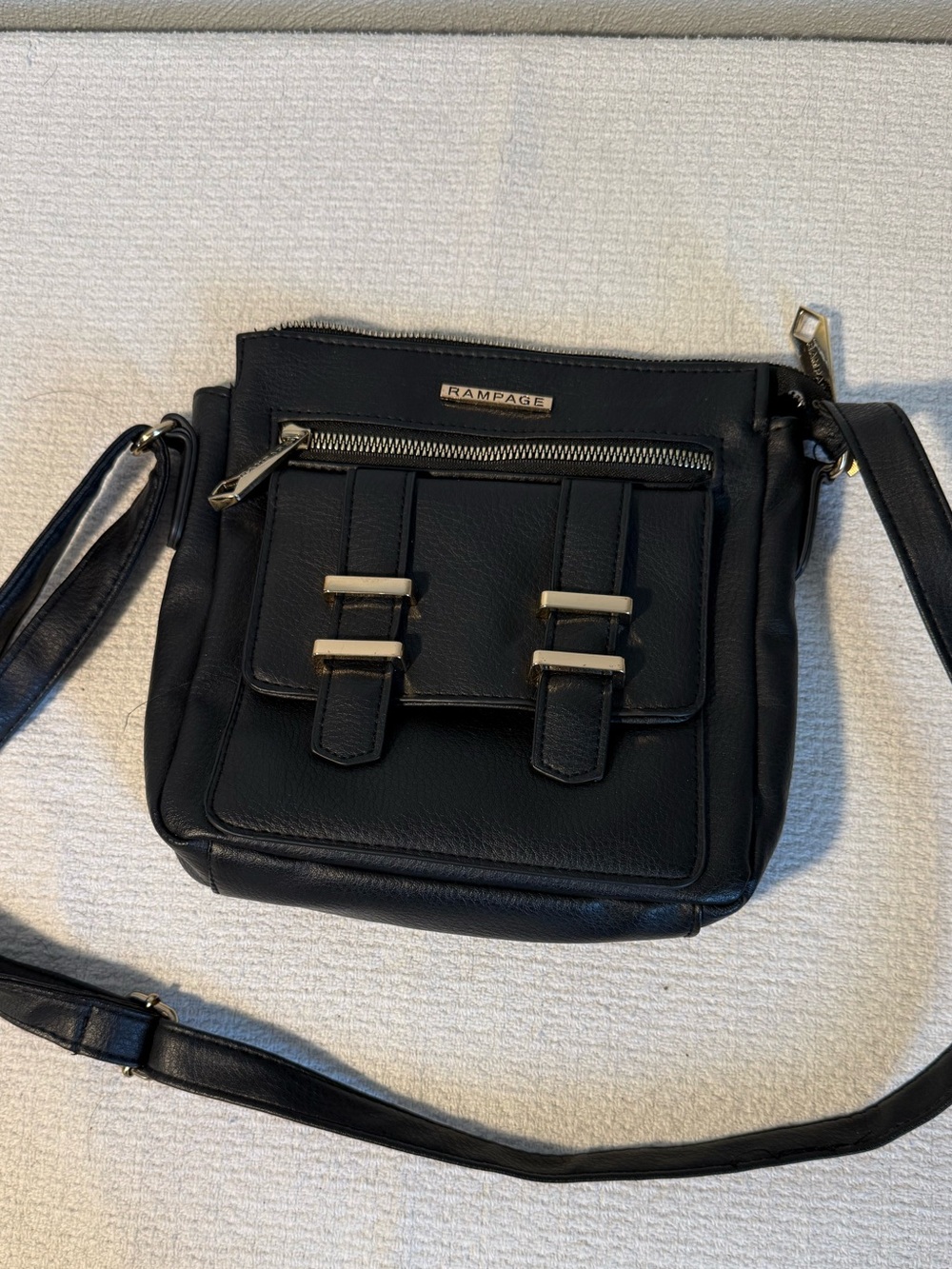 Rampage Black Faux-Leather Shoulder Bag